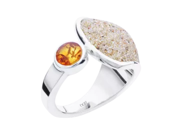 Model Beach sand & amber - 1 ring made of 925 silver