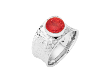 Modell Feuerrot - 1 Ring aus Silber mit Korallenscheibe