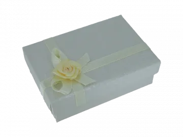 Ringbox Schmuckbox flach weiss ornament