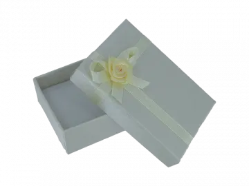 Ringbox Schmuckbox flach weiss ornament