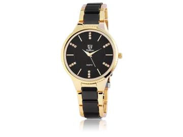 Pierrini ladies wristwatch with stainless steel strap black&gold