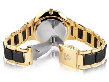 Pierrini ladies wristwatch with stainless steel strap black&gold