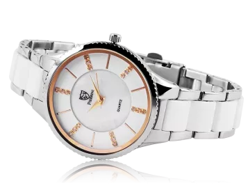 Pierrini ladies wristwatch white&silver gold index