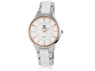 Pierrini ladies wristwatch white&silver gold index