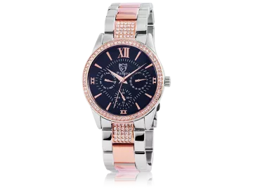 Pierrini ladies watch with stainless steel strap silver&rosegold