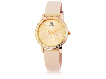 Pierrini Damenuhr mit Echtlederarmband Rose beige