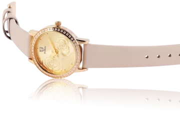 Pierrini Damenuhr mit Echtlederarmband Rose beige