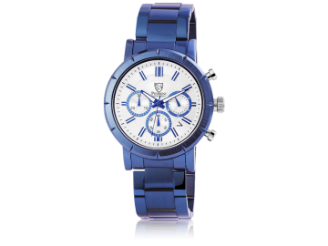 Pierrini Herrenuhr mit Edelstahlarmband blau