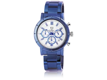 Pierrini Herrenuhr mit Edelstahlarmband blau