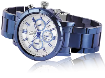 Pierrini Herrenuhr mit Edelstahlarmband blau