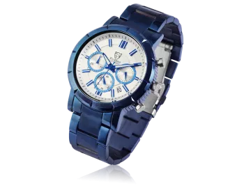 Pierrini Herrenuhr mit Edelstahlarmband blau