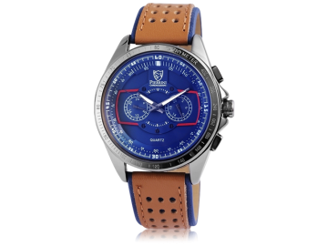 Pierrini Herrenuhr mit Oberseite Echtleder/ Unterseite Lederimitatarmband