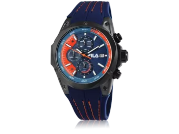 FILA Herrenuhr mit Silikonarmband blau&orange