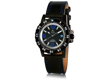 Carucci CA2184 automatic men`s watch with real leather strap